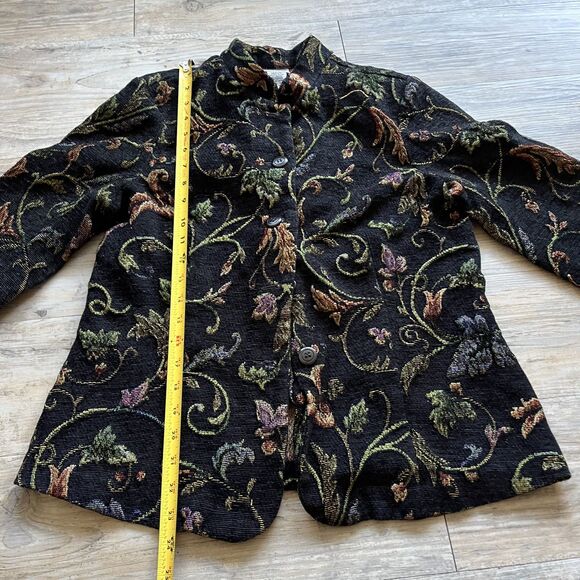 Tapestry Coat Vintage Women's Medium Fieldgear Black Whimsygoth Fall Goth - Picture 6 of 8